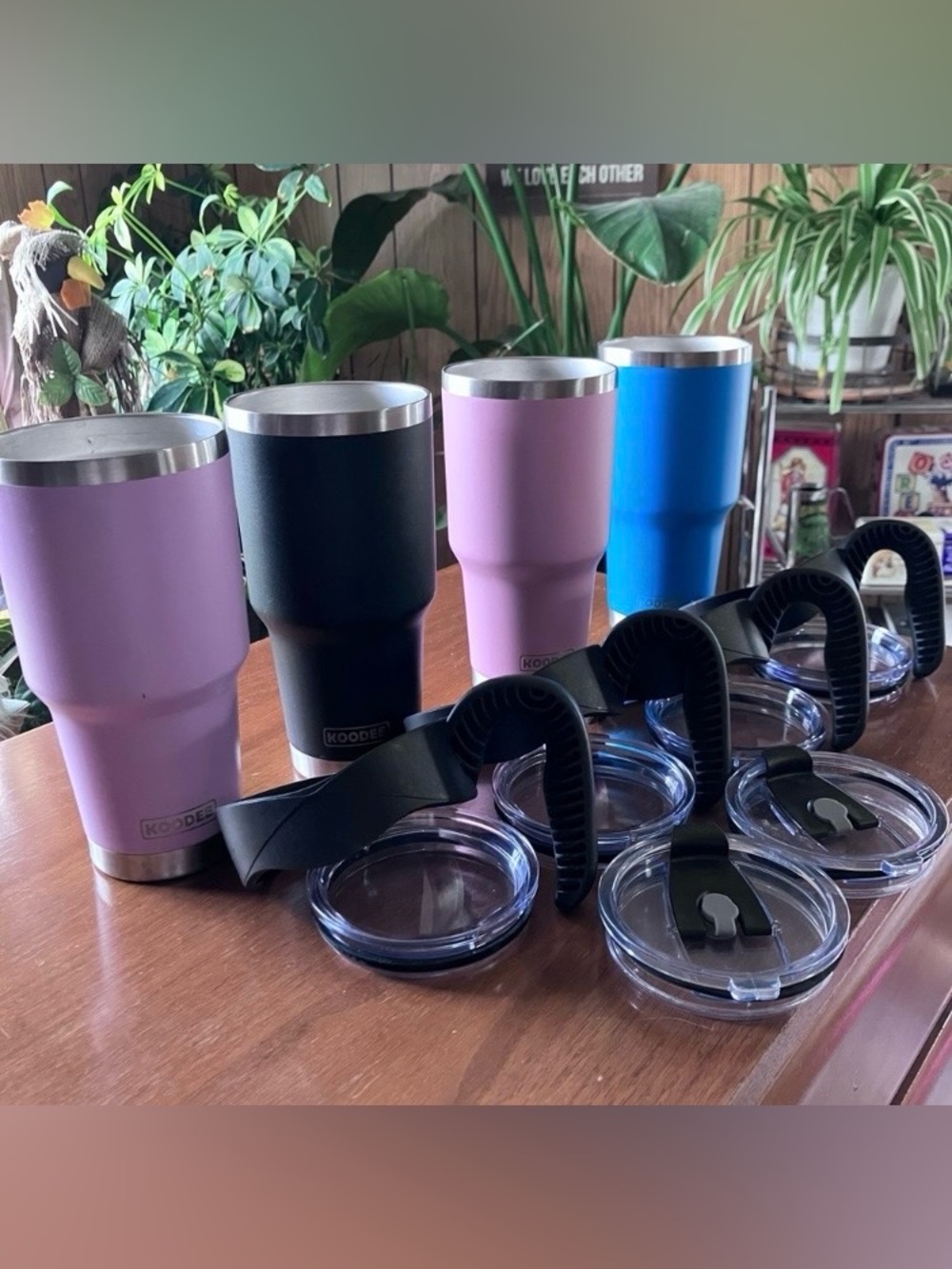 Koodee 30oz Insulated Tumbler Bundle 4 Pack Stainless Steel Cups With Handles